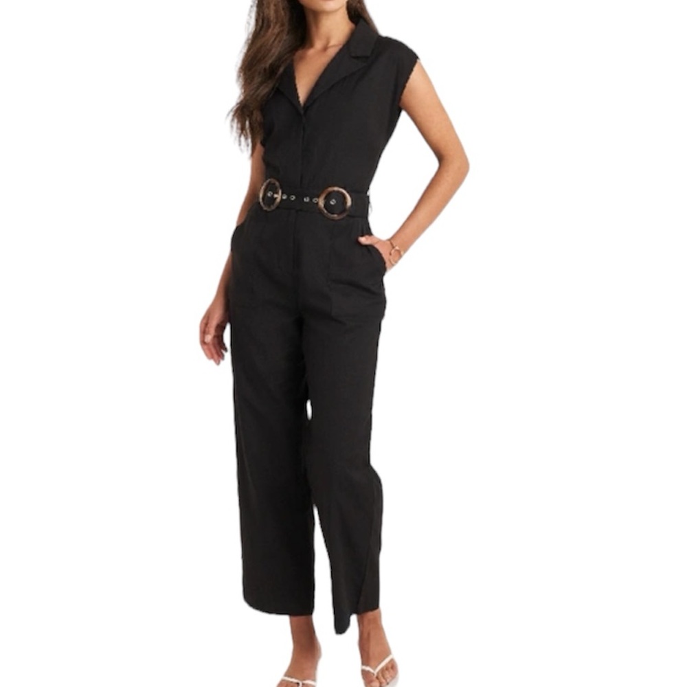 Julia Wieniawa x NA-KD Front Pocket Black Jumpsuit 2 US 32 EU